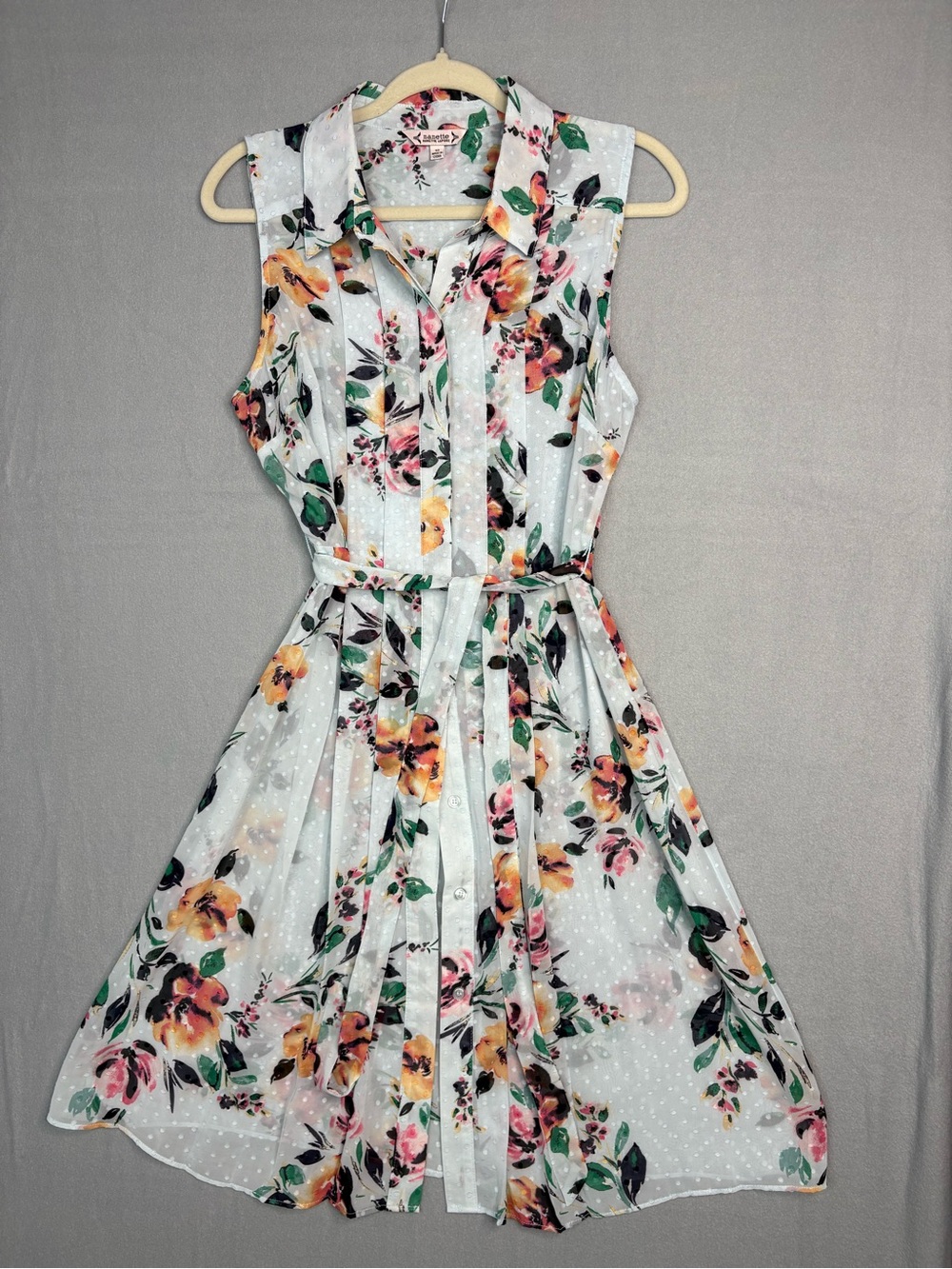 Nanette Lepore Floral Swiss Dot Fit & Flare Shirtdress Size 10